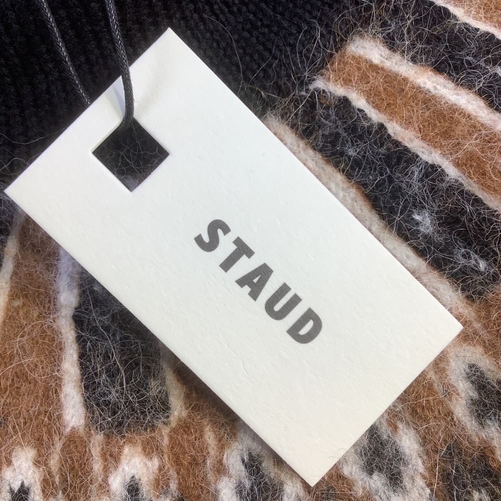 STAUD Liza Sweater Dress Zermatt Black Fair Isle Wool Alpaca Size L NWT - Picture 3 of 10